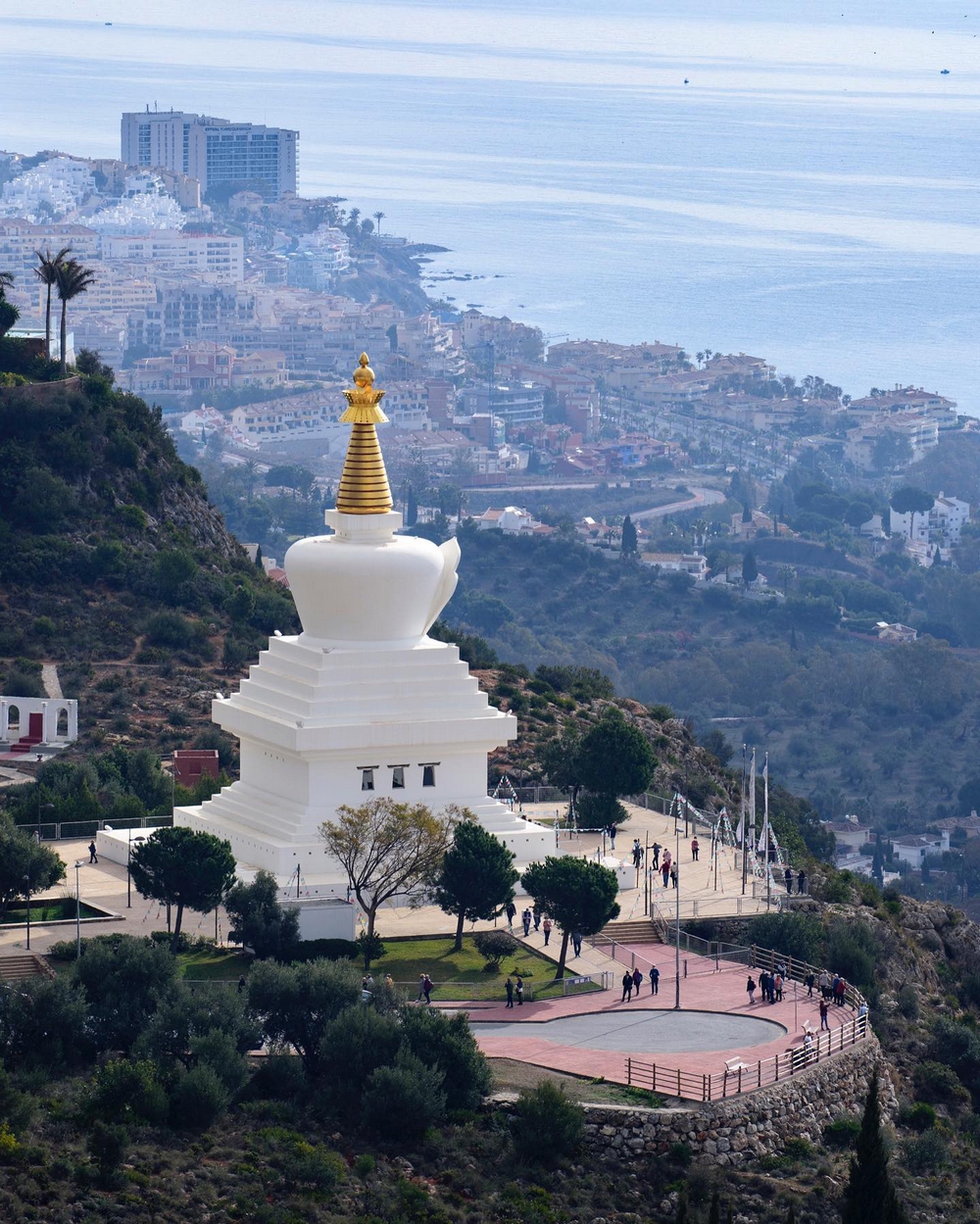 The Stupa of Enlightenment (Buddhist Thai Temple) overlooking the Benalmádena coast, Costa del Sol