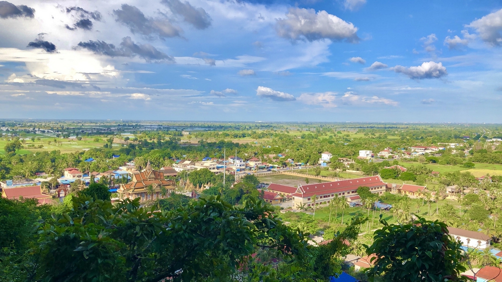 Rural Life at Ek Phnom Village, Battambang Province drone shot