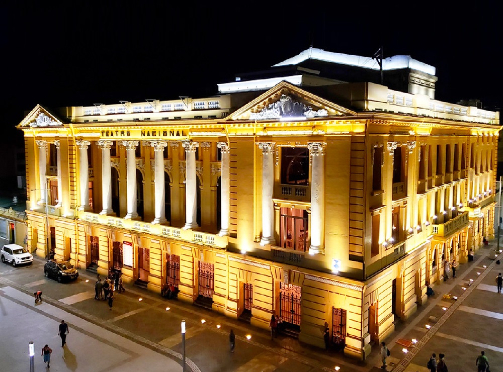 National Theater of San Salvador (Teatro Nacional) by night.